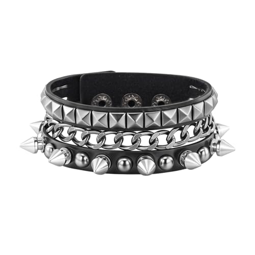 MILAKOO Halloween Punk Goth Armband Breiter Manschette Vintage Retro Gothic Y2K Chain Snap Armbänder für Männer von MILAKOO