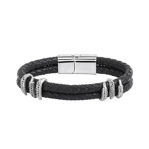 MILAKOO Herren Geflochtenes Armbänder Doppelschichtige Krallen PU Leder Armband für Freund Ehemann Papa Bruder Sohn von MILAKOO