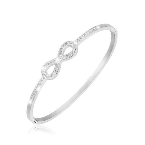 MILAKOO Infinity Liebesarmband für Frauen 2.5 mm Edelstahl Unendliches Symbol Armreif Cubic Zirconia Armbänder für Mama Frau Freundschaft von MILAKOO