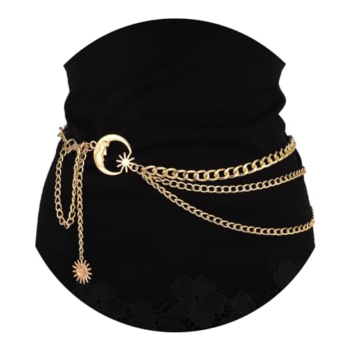 Milakoo Kette Gürtel für Frauen Plus Größe Taille Gürtel Gold Chunky Legierung Kette für Jeans Boho Sonne Anhänger von MILAKOO