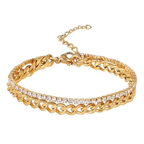 MILAKOO Kettenglied Armband Elegante Weihnachtsgeschenke Doppellagiges Edelstahl Gold Armband für Frauen MILAKOO Kettenglied Armband Elegante Weihnachtsgeschenke Doppellagiges Edelstahl Gold Armband für Frauen von MILAKOO
