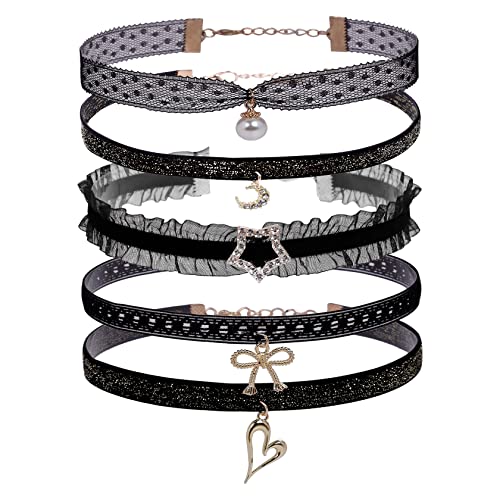 MILAKOO Kropfband mit Anhänger für Frauen Choker Set Damen Spitze Halsband Halskette Mädchen schwarz von MILAKOO