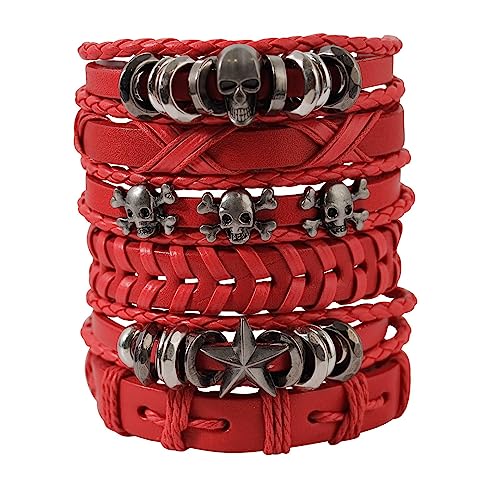 MILAKOO Lederarmband herren Schädel geflochtenes Armband für Frauen 6 Pcs von MILAKOO