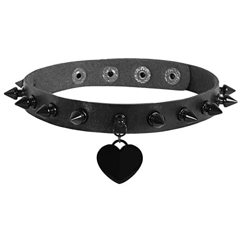 MILAKOO Love Heart Anhänger Choker für Frauen Nieten Biker Riemen Leder Halskette einstellbar von MILAKOO