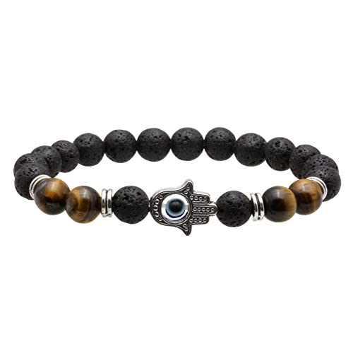 MILAKOO Männer Frauen 8mm Lava Rock 7 Chakren Öl Diffusor Armband Naturstein Perlen Armband Armreif von MILAKOO