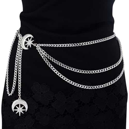 MILAKOO Multilayer Taille Kette Gürtel Metall Körper Bauch Ketten Frauen Einstellbar Geschichtet Schmuck Jeans Gürtel für Kleider Jeans Hosen von MILAKOO