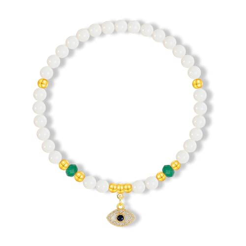 MILAKOO Natürliche Muschel Armband for Damen Muttertag Elastisch Einzigartig Perlmutt Weiße Muschel Armbinde mit Augenförmiges Anhänger Dekor von MILAKOO