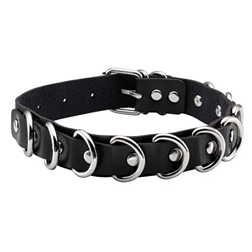 MILAKOO Nieten Street Punk Retro Mode Leder Kragenchoker Halskette mit Metall O-Ring Dekor von MILAKOO