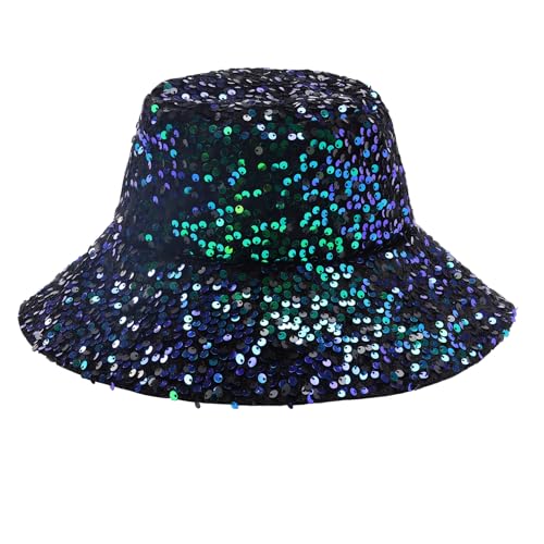 MILAKOO Pailletten Glitzer Eimer Hut Hip Hop Disco Party Reversible Sonne Hute Glänzend Bling Cap von MILAKOO