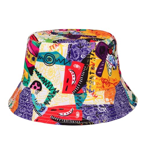 MILAKOO Party Eimer Hut für Männer Frauen Lustig Retro Vintage Print Fischer Hut Unisex Reversible Portable Hut für Disco Hip Hop von MILAKOO