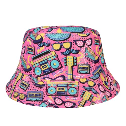 MILAKOO Party Eimer Hut für Männer Frauen Lustig Retro Vintage Print Fischer Hut Unisex Reversible Portable Hut für Disco Hip Hop von MILAKOO