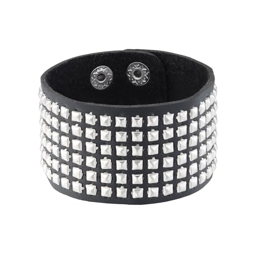 MILAKOO Punk Goth Armband Breiter Riemen Gürtel Manschette mit Nieten Retro Gothic Spike Armbänder für Männer Damen von MILAKOO