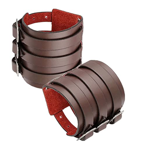MILAKOO Punk Gothic Herren PU Leder Armband Mann Manschette Armreif Braune Set von MILAKOO