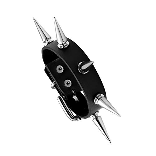 MILAKOO Punk Style Echtes Leder Armband Armreif mit Nieten Akzent versetzt von MILAKOO