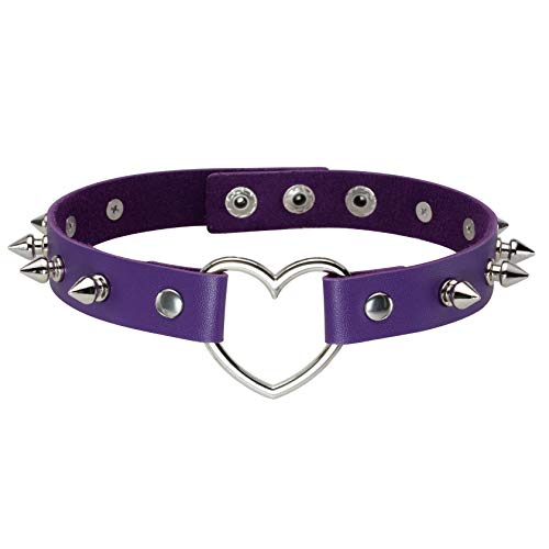 MILAKOO Punk Style Liebesherz PU Leder Halsband Lila Choker Halskette von MILAKOO