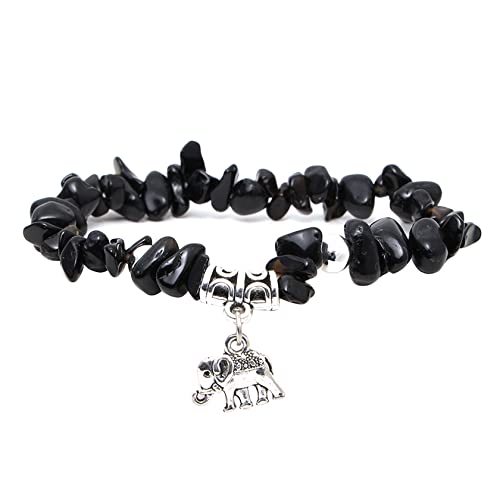 MILAKOO Schwarzer Turmalin Edelsteine Armband Damen Elefant Armband Damen 7 chakra armband von MILAKOO