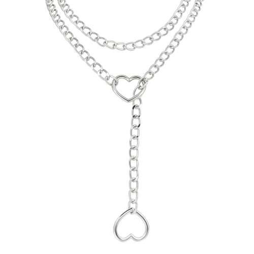 MILAKOO Slip Chain Choker Damen Kette Lang Schlupfkette Necklace Emo Halskette Punk Gothic Y-förmige Einstellbar Doppelschicht Lariat Y-Halskette 130cm/51.2in von MILAKOO