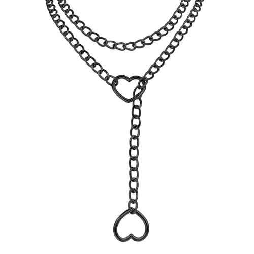 MILAKOO Slip Chain Choker Damen Kette Lang Schlupfkette Necklace Emo Halskette Punk Gothic Y-förmige Einstellbar Doppelschicht Lariat Y-Halskette 130cm/51.2in von MILAKOO