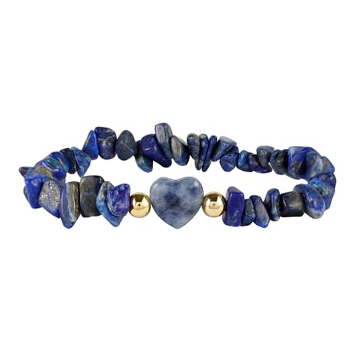MILAKOO Splitterarmband Edelstein Armband Herzform Stretch 7Chakra Damen Armband Blau 1 Stück von MILAKOO