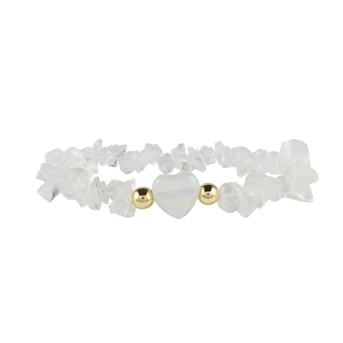 MILAKOO Splitterarmband Edelstein Armband Herzform Stretch 7Chakra Damen Armband Weiß 1 Stück MILAKOO Splitterarmband Edelstein Armband Herzform Stretch 7Chakra Damen Armband Weiß 1 Stück von MILAKOO