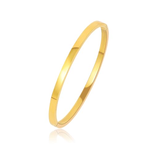 MILAKOO Titan Stahl Armband 4mm Damen Titanium Stahl Armbänder Silver Gold Armreif für Mutter Mädchen von MILAKOO