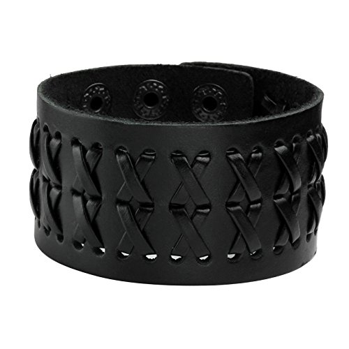 MILAKOO Unisex Black Metal Spike Nietenbesetzter Punk Rock Biker Breiter Riemen Lederarmband Kette Armband Einstellbar MILAKOO Unisex Black Metal Spike Nietenbesetzter Punk Rock Biker Breiter Riemen Lederarmband Kette Armband Einstellbar von MILAKOO