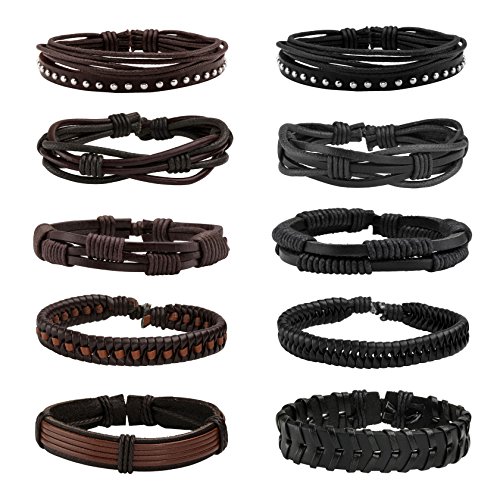 MILAKOO Unisex Damen Herren Armbänder Punk Lederarmband Armband für Männer geflochten Armband von MILAKOO