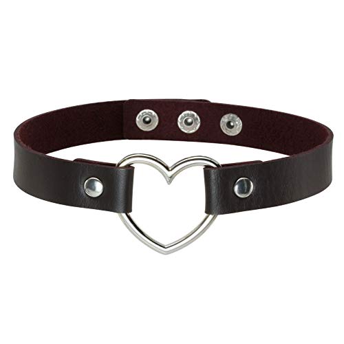 MILAKOO PU Leder Choker Damen tiefbraun Halskette goth Herz Halsband frauen vintage love heart von MILAKOO