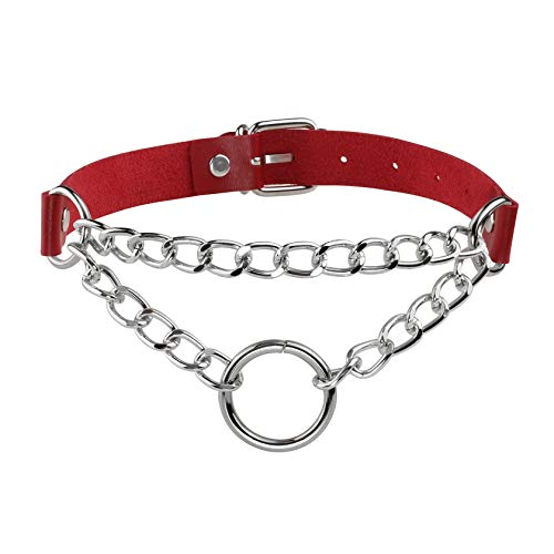 MILAKOO verstellbares PU-Leder-Halsband mit weichem PU-Kreis-Punk-Halsband für Frauen von MILAKOO