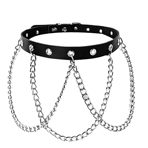 MILAKOO Gothic Punk Rock Nieten schwarze Halskette PU Leder Choker Lederhalsband Kette Vintage von MILAKOO