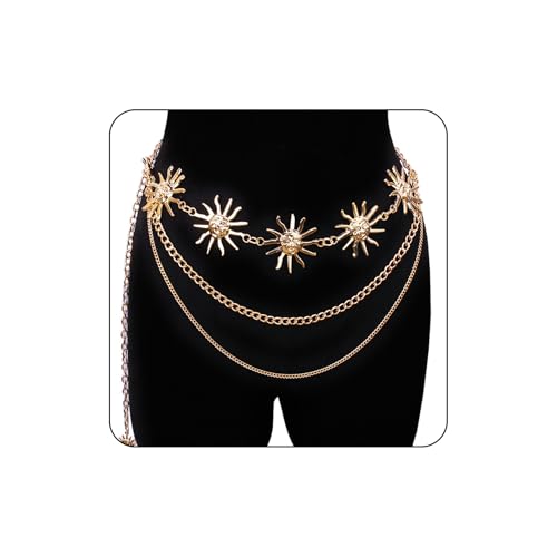 Milakoo Multilayer Taille Kette Gürtel Körper Bauch Sonne Ketten Frauen Einstellbar Geschichtet Schmuck Gürtel für Kleider Jeans Hosen von MILAKOO