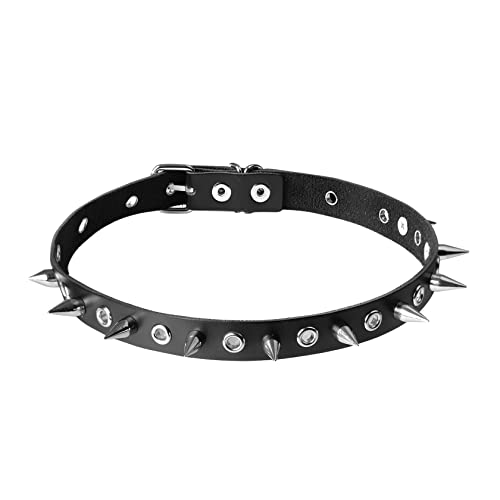 MILAKOO Punk Choker Nietenhalsband Lederhalsband mit Spike schwarze Nietenhalskette verstellbar von MILAKOO