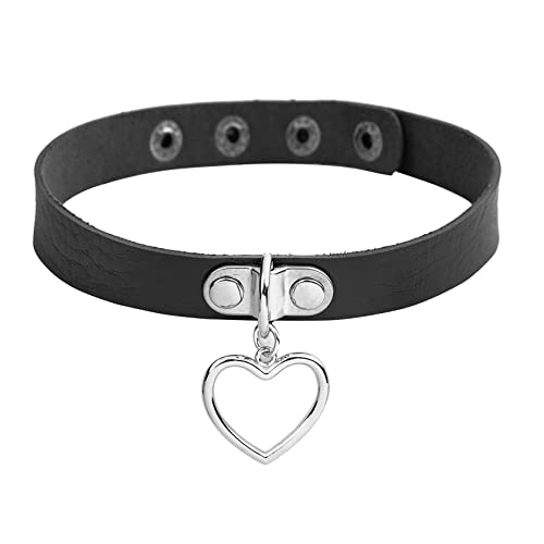 MILAKOO Punk Rock Choker Damen Gothic Lederhalsband mit Anhänger Herz Punk Halsband Frauen schwarz von MILAKOO