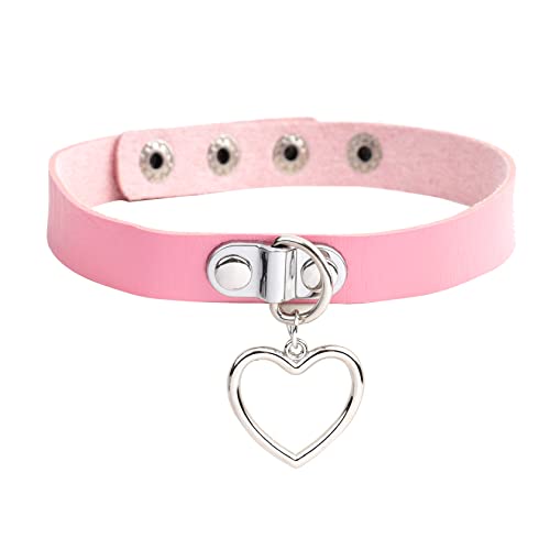 MILAKOO Punk Rock Choker Damen Gothic Lederhalsband mit Anhänger Herz Punk Halsband Frauenpink von MILAKOO