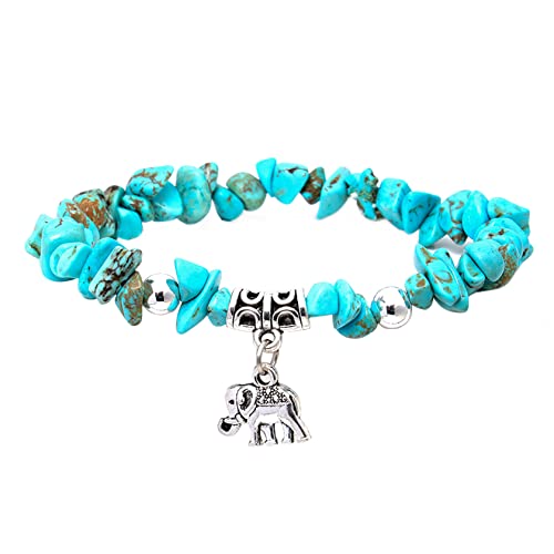 MILAKOO Türkis Edelsteine Armband Damen Elefant Armband Damen 7 chakra armband Armreif von MILAKOO
