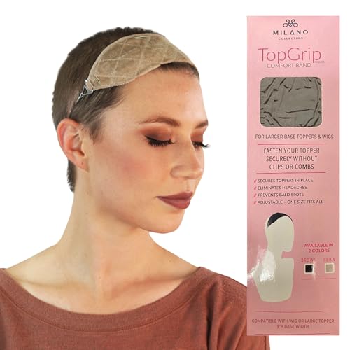 MILANO COLLECTION Lace Top Grip with Adjustable Velvet Band, Glueless, Comfortable, and Secure Fit Wig Accessory (TopGrip, Beige, Large) von MILANO COLLECTION