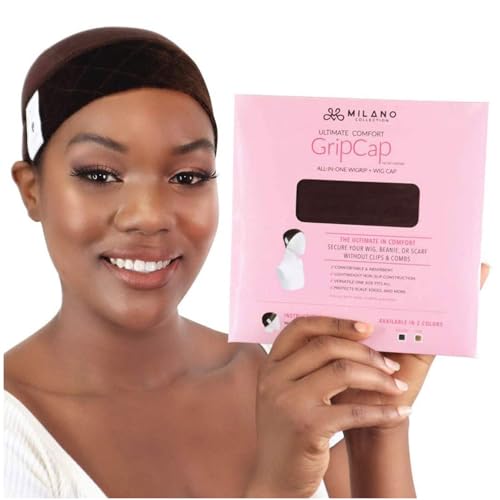 MILANO COLLECTION Perückengriffkappe für Damen, Strumpf-Kuppelkappe mit integriertem elastischem Klett-Stirnband, rutschfestes Perückengriff-Zubehör, um die Perücke an Ort und Stelle zu halten, von MILANO COLLECTION