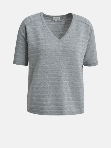 MILANO ITALY Damen Kurzarmpullover, grau von MILANO ITALY