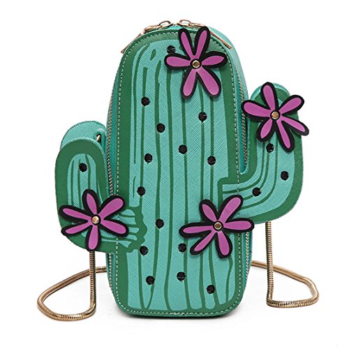 MILATA Frauen Kaktus Form PU Leder Mini Crossbody Tasche Süße Geldbörsen Schulter Kette Tasche von MILATA