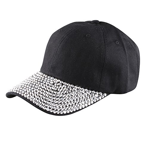 Baseballmütze Damen Mädchen Denim Blumen Diamant Baseball Cap Damen Mütze Jeans Kappe Basecap mit Glitzer von MILAX