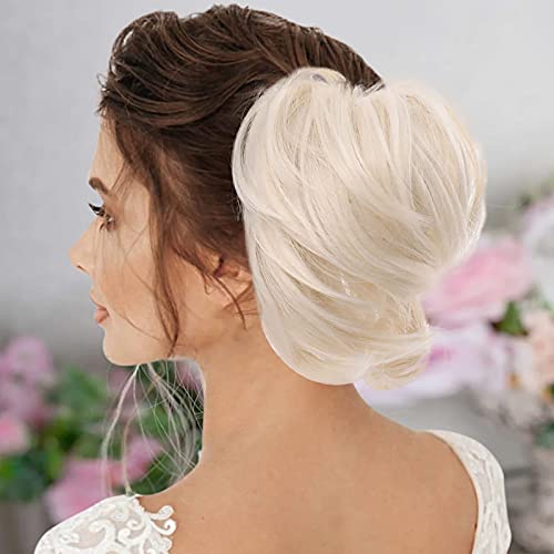 Haargummi Haarteil Dutt mit Haaren Glatt struppige Haarknoten Hochsteckfrisuren Haarverlängerung für Frauen Messy Hair Bun Extensions von MILAX