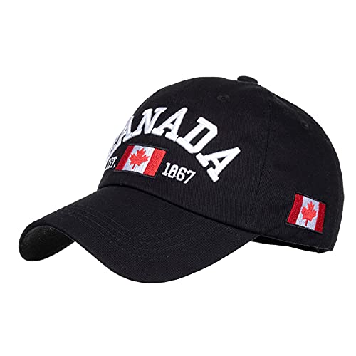 MILAX Baseball Cap, Unisex Baseball Kappen Baseball-Mütze Canada-Flagge Baumwolle Baseballkappe Ahornblatt Bestickt Herren Damen Verstellbar Papa Hut von MILAX