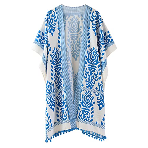 MILAX Damen Kimono Cardigan Lange Bikini Cover Up Sommer Strand Jacke Pareos Strandkleider Strandponcho Lange Bluse Boho Kimono Leicht Beachwear von MILAX