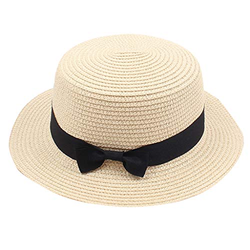 Damen Sonnenhut Faltbarer Partyhut Stroh Hut Schleife Glocke Strohhut Herren & Damen Sonnenhut mit Ripsband Fedora-Kappe Breite Krempe von MILAX
