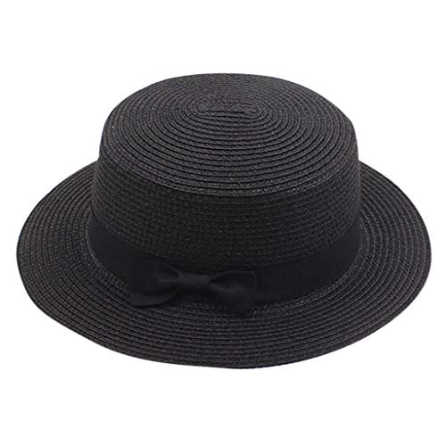 Damen Sonnenhut Faltbarer Partyhut Stroh Hut Schleife Glocke Strohhut Herren & Damen Sonnenhut mit Ripsband Fedora-Kappe Breite Krempe von MILAX