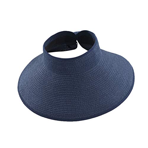 MILAX Faltbarer Sonnenhut Strohhut breite Krempe Sommerhut Damen Urlaub Strandhut UPF 50+ Damen Faltbar Visor Cap Sonnenhut für Sommer Stroh Hut von MILAX