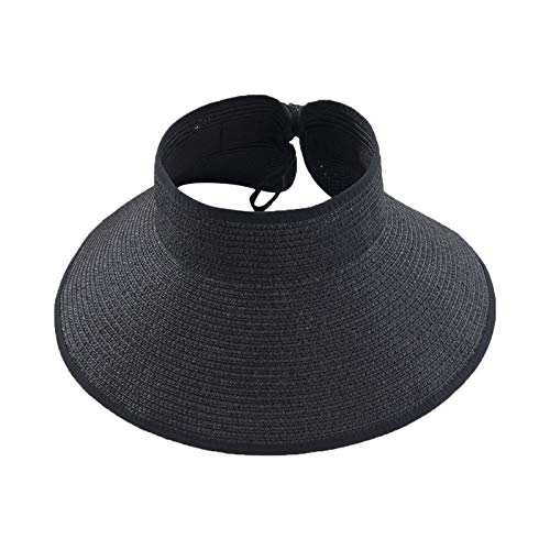 MILAX Faltbarer Sonnenhut Strohhut breite Krempe Sommerhut Damen Urlaub Strandhut UPF 50+ Damen Faltbar Visor Cap Sonnenhut für Sommer Stroh Hut von MILAX