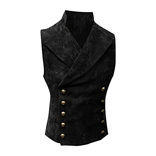 MILAX Steampunk Herren Weste Retro Einreiher Anzugweste Gothic Punk Mittelalter Weste Frack Tailcoat Smoking Weste für Karneval Halloween Party Kostüm von MILAX