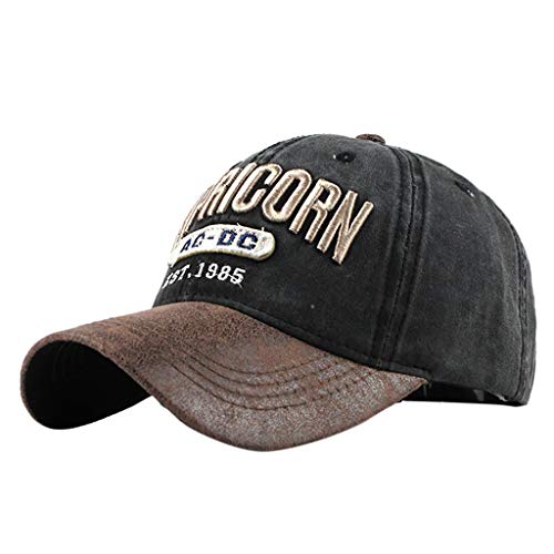 MILAX Vintage Basecap Herren Baseball Kappe Snapback Distressed Baseball Cap Washed Einstellbare Washed Schirmmütze Freizeit Outdoor Sport Retro Mütze, Schwarz, Einheitsgröße von MILAX