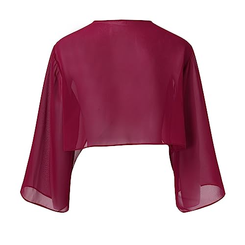 MILAX Women's Cardigan Bequemes Chiffon-Hemd für Damen, lässig, passendes Kleid, Schal, gekräuselt, unregelmäßig, modisch, einfarbig, Netz-Cardigan Canvas Rucksack (Red, L) von MILAX